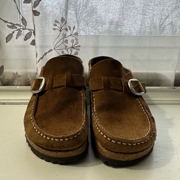 Birkenstock Buckley Brown Suede Slip-On Loafers with Buckle - Picture 15 of 15